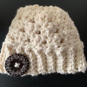 Handmade adorable wool blend messy bun beanie